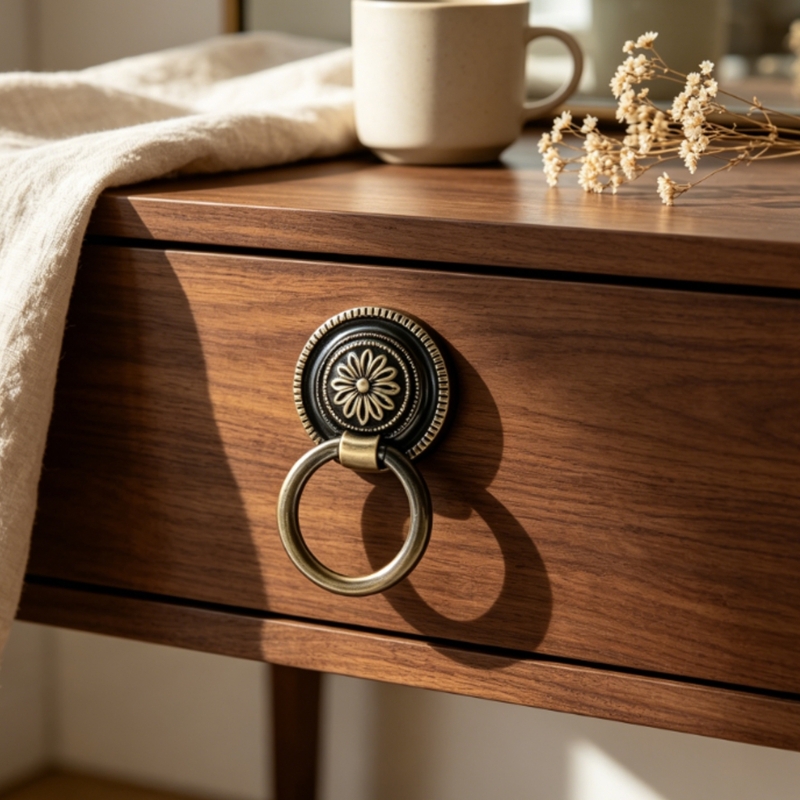 Furniture Hardware With Backplate - Ensemble quincaillerie tiroir en Bronze Antique,